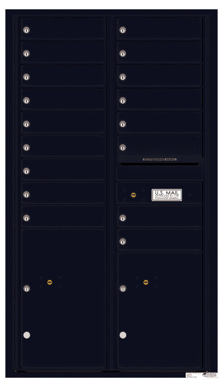Florence 4C Horizontal Mailbox - 17 Doors, 2 Parcel Lockers - 15 Doors High USPS Access