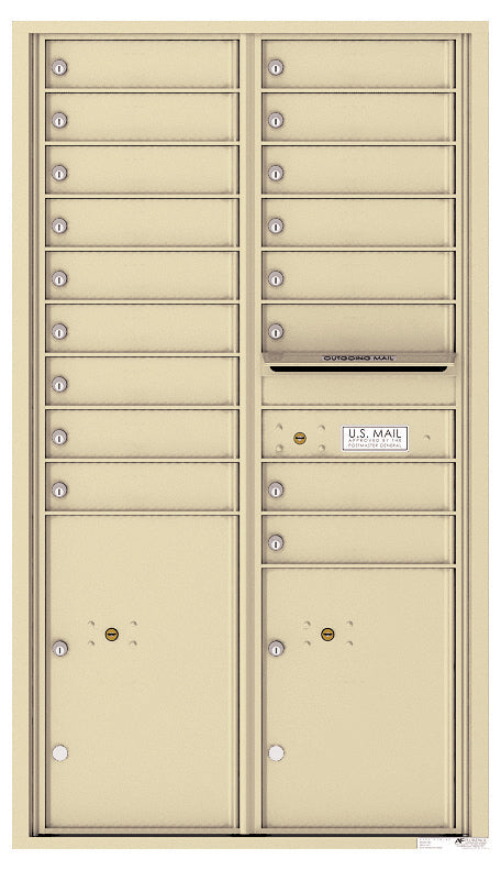 Florence 4C Horizontal Mailbox - 17 Doors, 2 Parcel Lockers - 15 Doors High Private Access
