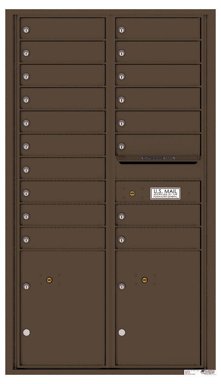 Versatile Front Loading Commercial Mailbox with 18 Tenant Doors and 2 Parcel Lockers-Antique Bronze (AB)