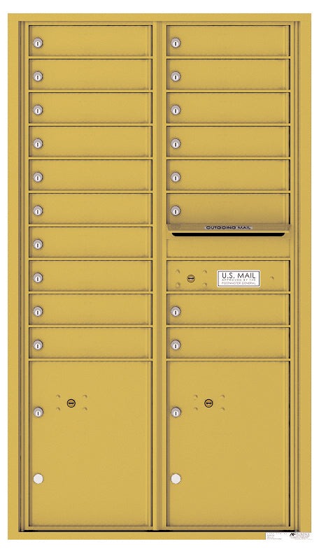 Florence 4C Horizontal Mailbox - 18 Doors, 2 Parcel Lockers - 15 Doors High Private Access