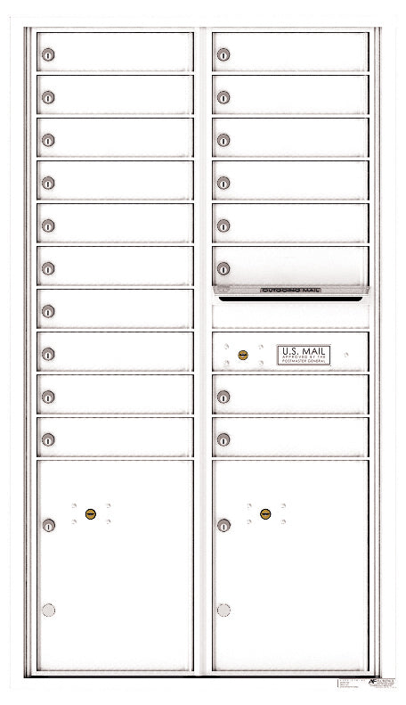 Florence 4C Horizontal Mailbox - 18 Doors, 2 Parcel Lockers - 15 Doors High USPS Access