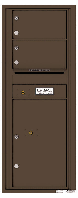 Versatile Front Loading Commercial Mailbox with 2 Tenant Doors and 1 Parcel Locker - Single Column-Antique Bronze (AB)