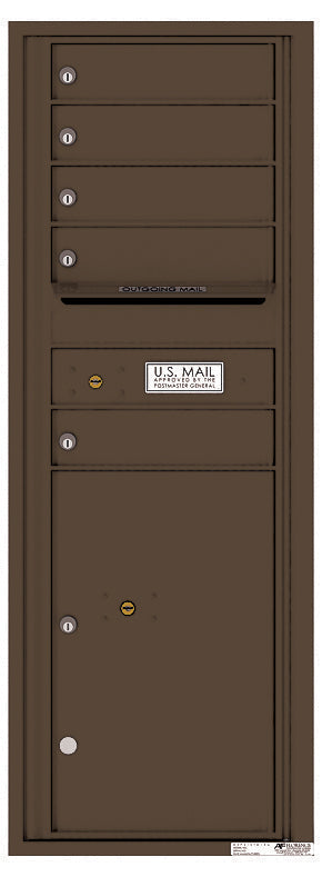 Versatile Front Loading Commercial Mailbox with 5 Tenant Compartments and 1 Parcel Locker - Single Column-Antique Bronze (AB)