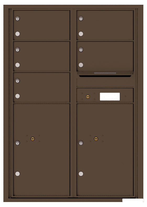 Versatile Front Loading Commercial Mailbox with 5 Tenant Doors and 2 Parcel Lockers - Double Column-Antique Bronze (AB)