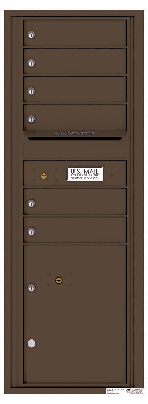 Versatile Front Loading Commercial Mailbox with 6 Tenant Compartments and 1 Parcel Locker - Single Column-Antique Bronze (AB)