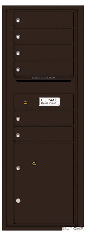 Florence 4C Horizontal Mailbox - 6 Doors, 1 Parcel Locker - 13 Doors High Private Access