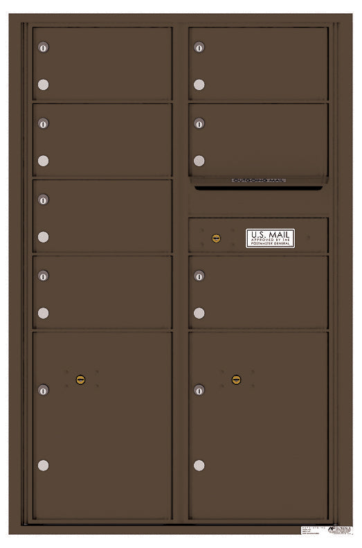 Versatile Front Loading Commercial Mailbox with 7 Tenant Compartments and 2 Parcel Lockers - Double Column-Antique Bronze (AB)