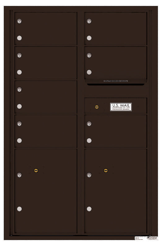 Florence 4C Horizontal Mailbox - 7 Doors, 2 Parcel Lockers - 13 Doors High Private Access