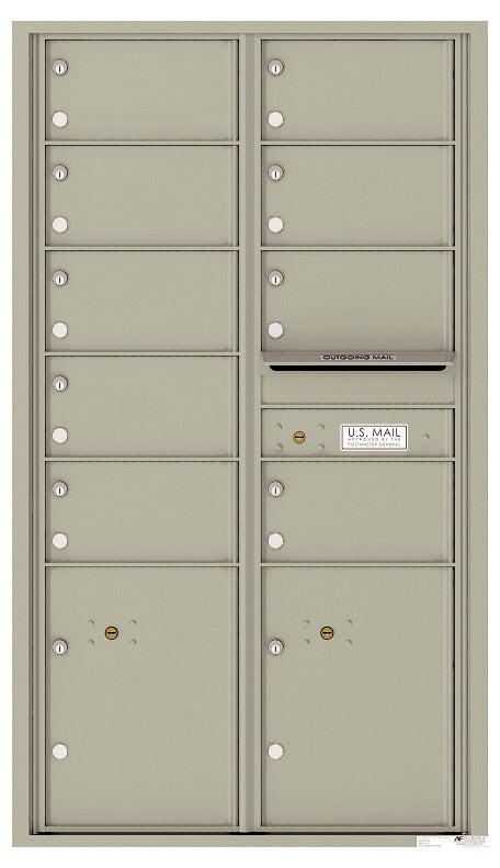 Florence 4C Horizontal Mailbox - 9 Doors, 2 Parcel Lockers - 15 Doors High Private Access