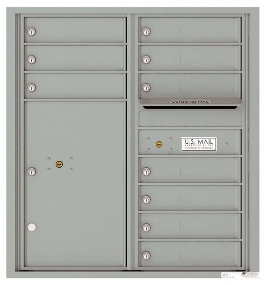 Florence 4C Horizontal Mailbox - 10 Doors, 1 Parcel Locker - 9 Doors High USPS Access