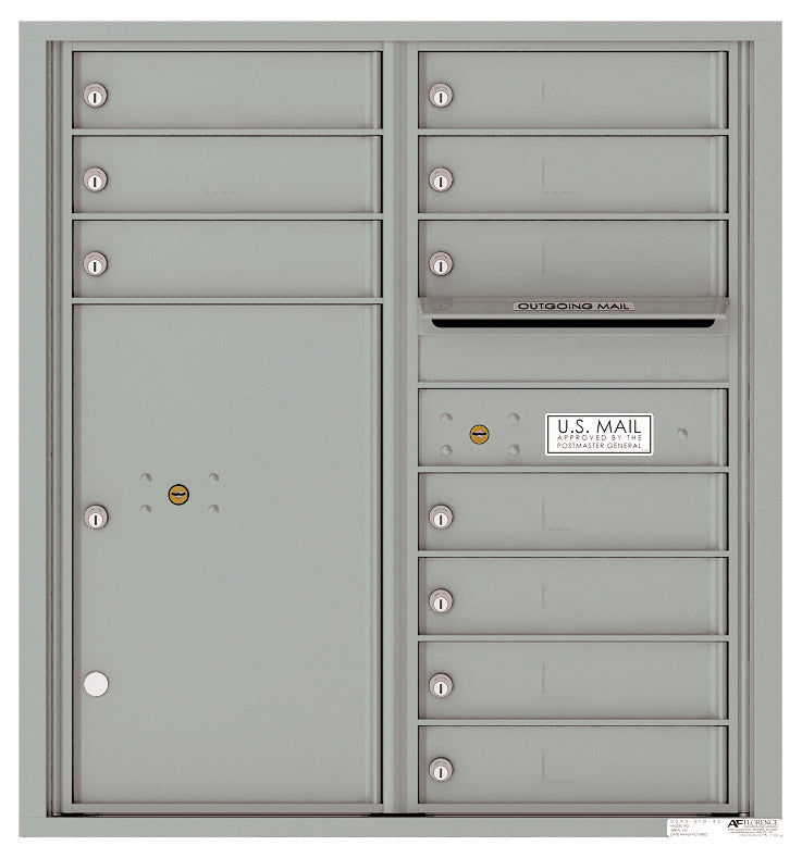 Versatile Front Loading Double Column Commercial Mailbox with 10 Tenant Doors and 1 Parcel Locker-Silver Speck (SS)
