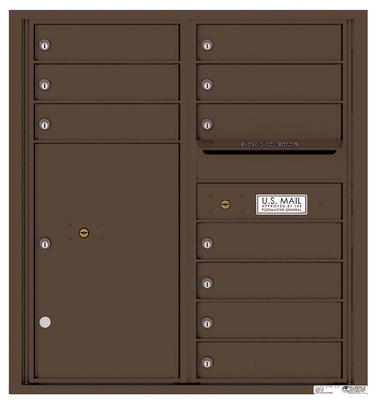 Versatile Front Loading Double Column Commercial Mailbox with 10 Tenant Doors and 1 Parcel Locker-Antique Bronze (AB)