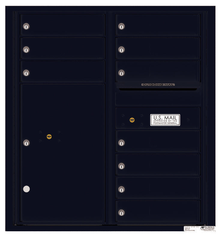 Florence 4C Horizontal Mailbox - 10 Doors, 1 Parcel Locker - 9 Doors High Private Access