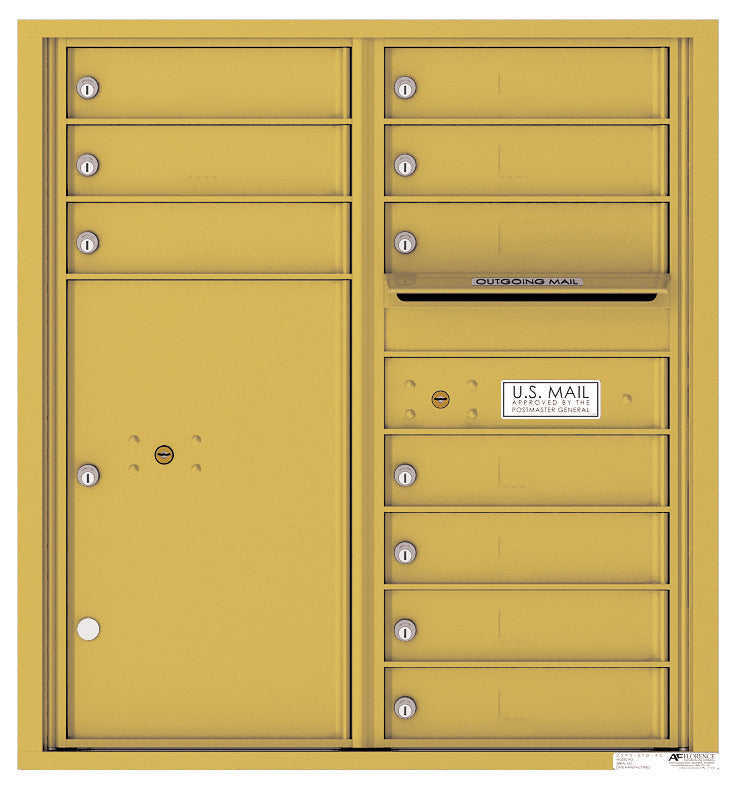 Florence 4C Horizontal Mailbox - 10 Doors, 1 Parcel Locker - 9 Doors High Private Access