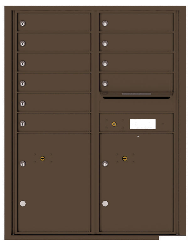 Versatile Front Loading Double Column Commercial Mailbox with 10 Tenant Doors and 2 Parcel Lockers-Antique Bronze (AB)