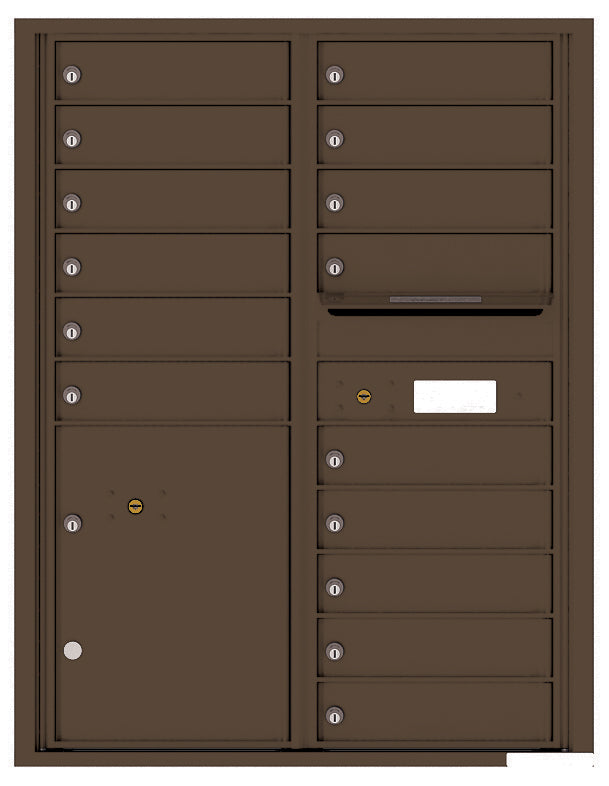 Versatile Front Loading Double Column Commercial Mailbox with 15 Tenant Doors and 1 Parcel Locker-Antique Bronze (AB)