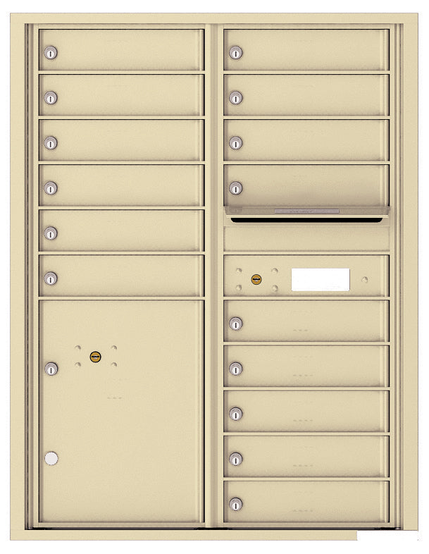 Florence 4C Horizontal Mailbox - 15 Doors, 1 Parcel Locker - 11 Doors High Private Access
