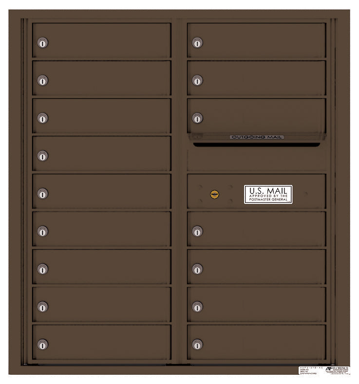 Versatile Front Loading Double Column Commercial Mailbox with 16 Tenant Doors and Outgoing Mail Slot-Antique Bronze (AB)