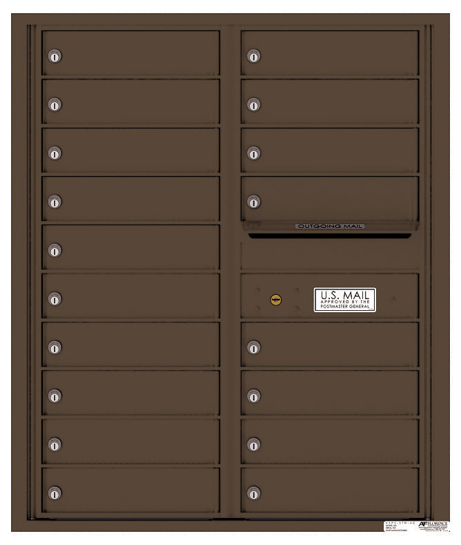 Versatile Front Loading Double Column Commercial Mailbox with 18 Tenant Compartments and Outgoing Mail Slot-Antique Bronze (AB)