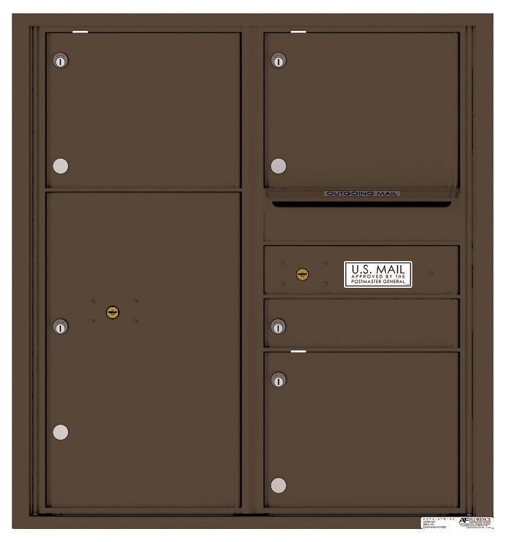 Versatile Front Loading Double Column Commercial Mailbox with 4 Tenant Compartments and 1 Parcel Locker-Antique Bronze (AB)