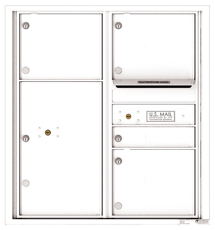 Florence 4C Horizontal Mailbox - 4 Doors, 1 Parcel Locker - 9 Doors High Private Access