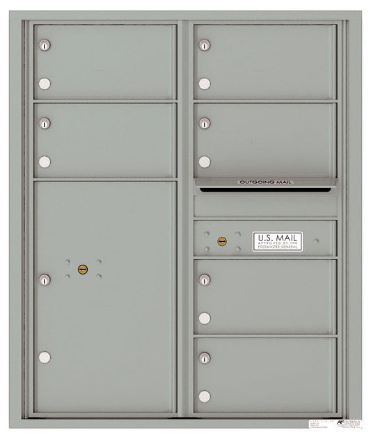 Florence 4C Horizontal Mailbox - 6 Doors, 1 Parcel Locker - 10 Doors High USPS Access
