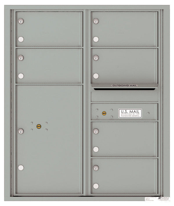 Florence 4C Horizontal Mailbox - 6 Doors, 1 Parcel Locker - 10 Doors High USPS Access