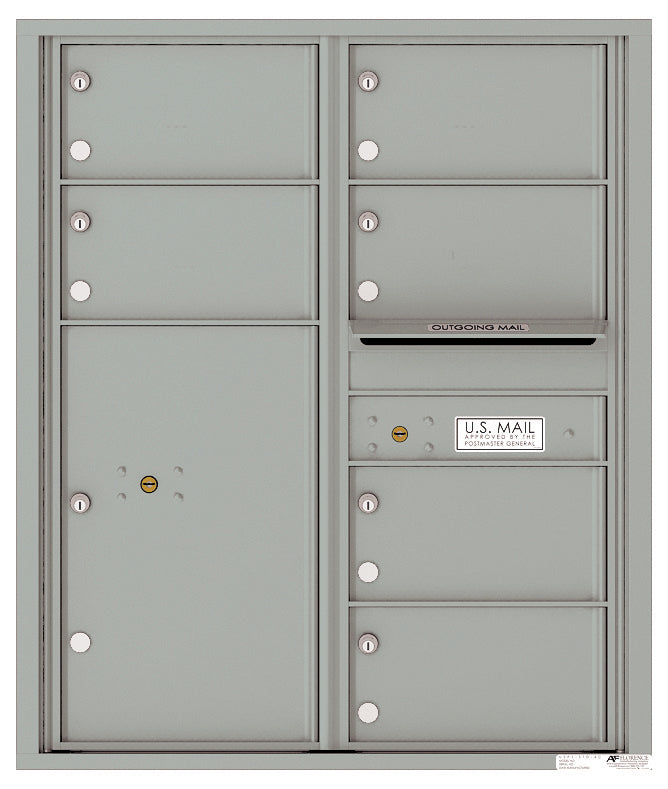 Florence 4C Horizontal Mailbox - 6 Doors, 1 Parcel Locker - 10 Doors High USPS Access