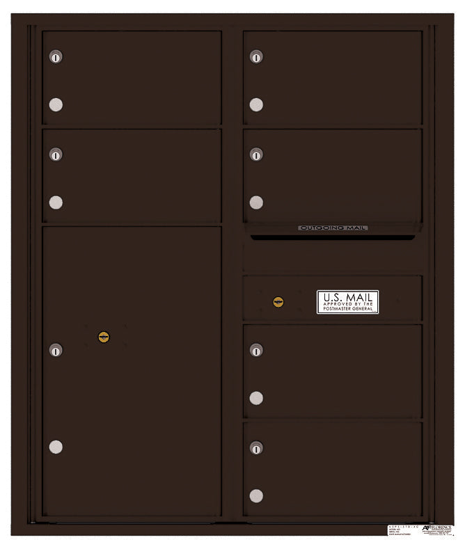 Florence 4C Horizontal Mailbox - 6 Doors, 1 Parcel Locker - 10 Doors High Private Access
