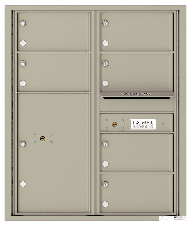 Florence 4C Horizontal Mailbox - 6 Doors, 1 Parcel Locker - 10 Doors High Private Access