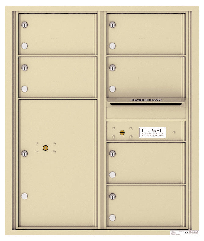 Florence 4C Horizontal Mailbox - 6 Doors, 1 Parcel Locker - 10 Doors High Private Access