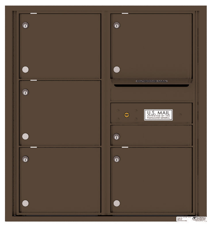 Versatile Front Loading Double Column Commercial Mailbox with 6 Tenant Compartments and Outgoing Mail Slot-Antique Bronze (AB)