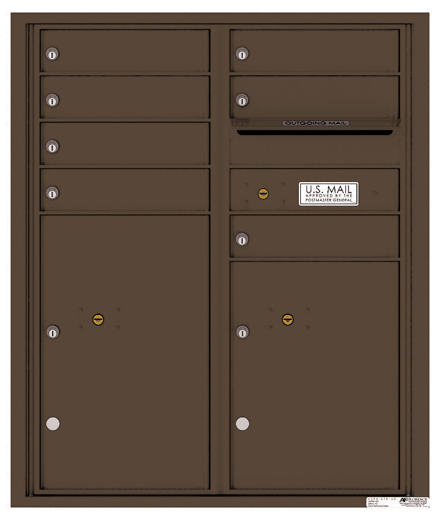 Versatile Front Loading Double Column Commercial Mailbox with 7 Tenant Compartments and 2 Parcel Lockers-Antique Bronze (AB)