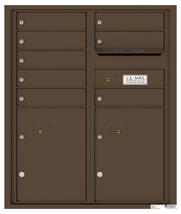 Versatile Front Loading Double Column Commercial Mailbox with 8 Tenant Compartments and 2 Parcel Lockers-Antique Bronze (AB)