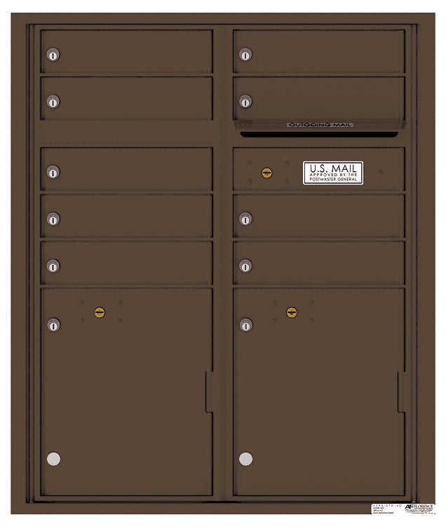 Versatile Front Loading Double Column Commercial Mailbox with 9 Tenant Compartments and 2 Parcel Lockers-Antique Bronze (AB)