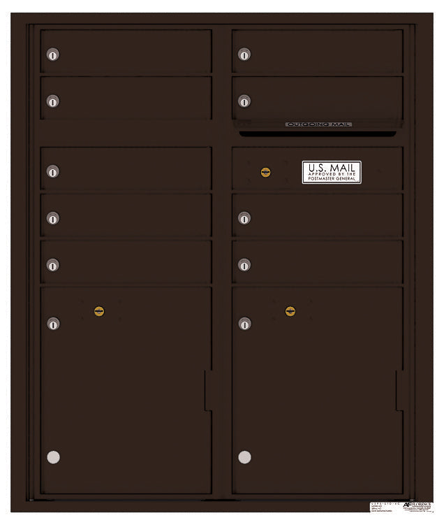 Florence 4C Horizontal Mailbox - 9 Doors, 2 Parcel Lockers - ADA Compliant Max Height USPS Access
