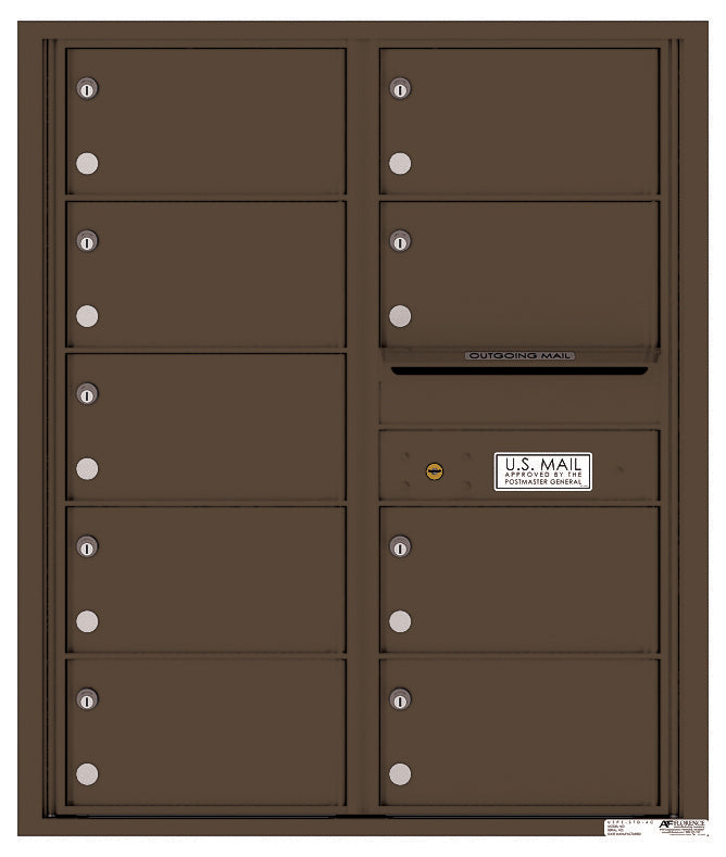 Versatile Front Loading Double Column Commercial Mailbox with 9 Tenant Compartments and Outgoing Mail Slot-Antique Bronze (AB)
