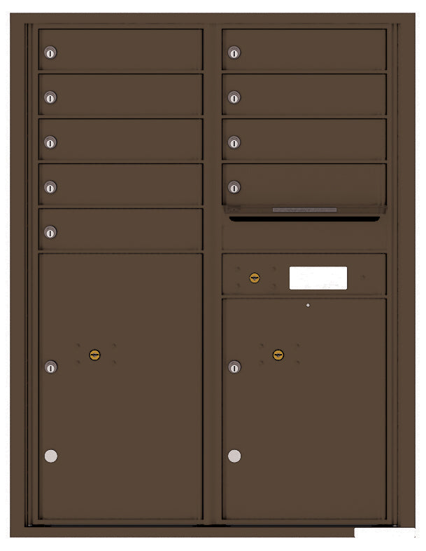Versatile Front Loading Double Column Commercial Mailbox with 9 Tenant Doors and 2 Parcel Lockers-Antique Bronze (AB)