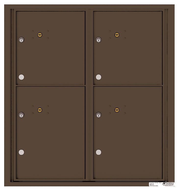 Versatile Front Loading Fully Recessed Double Column Commercial Mailbox with 4 Extra-Large Parcel Lockers-Antique Bronze (AB)