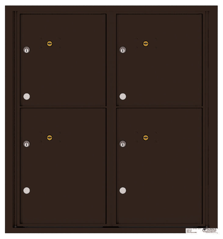 Florence 4C Horizontal Mailbox - 4 Parcel Lockers - 9 Doors High Private Access