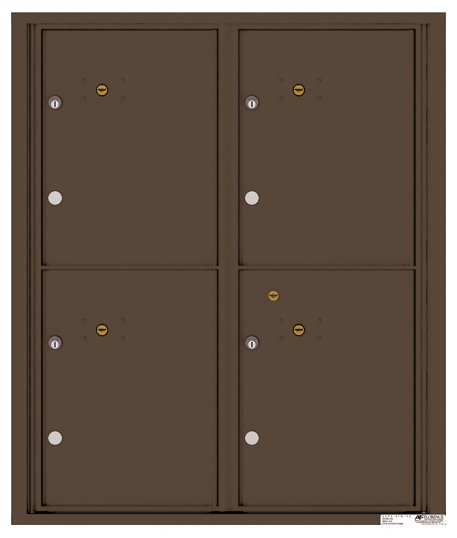 Versatile Front Loading Fully Recessed Double Column Commercial Mailbox with 4 Large Parcel Lockers-Antique Bronze (AB)