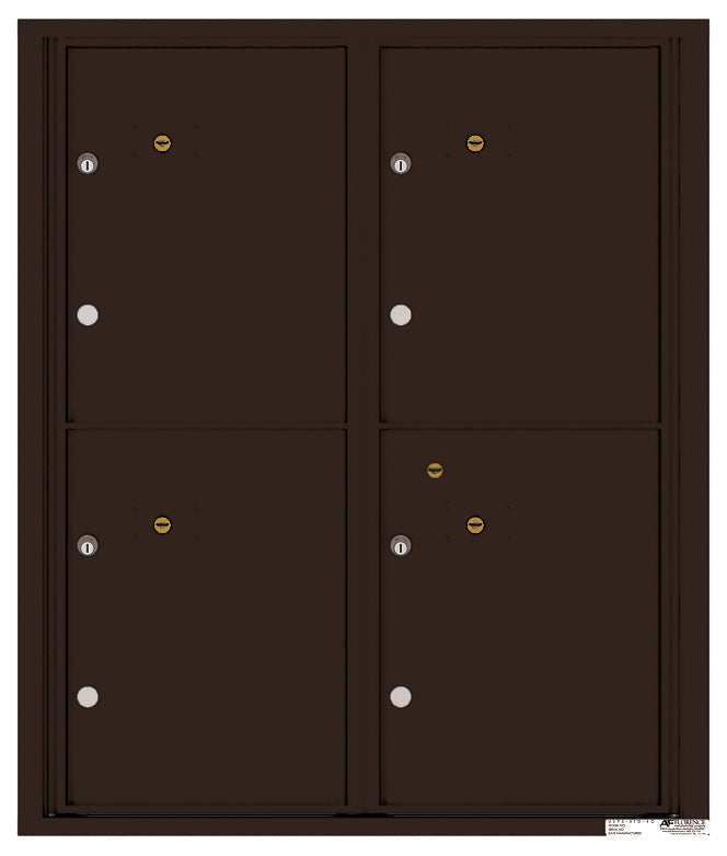 Florence 4C Horizontal Mailbox - 4 Parcel Lockers - ADA Compliant Max Height Private Access