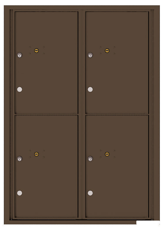 Florence 4C Horizontal Mailbox - 4 Parcel Lockers - 12 Doors High Private Access