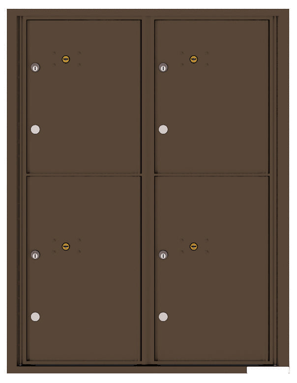 Versatile Front Loading Fully Recessed Single Column Commercial Mailbox with 2 Extra-Large Parcel Lockers-Antique Bronze (AB)