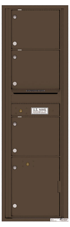 Versatile Front Loading Mailbox with 3 Tenant Compartments and 1 Parcel Locker-Antique Bronze (AB)