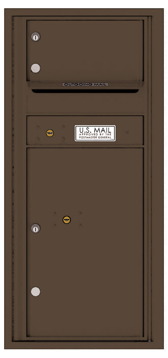 Versatile Front Loading Single Column Commercial Mailbox with 1 Tenant Compartment and 1 Parcel Locker-Antique Bronze (AB)