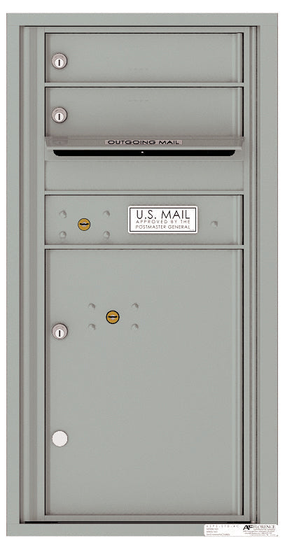 Versatile Front Loading Single Column Commercial Mailbox with 2 Tenant Compartments and 1 Parcel Locker-Silver Speck (SS)