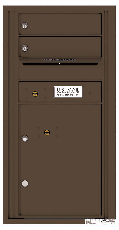 Versatile Front Loading Single Column Commercial Mailbox with 2 Tenant Compartments and 1 Parcel Locker-Antique Bronze (AB)
