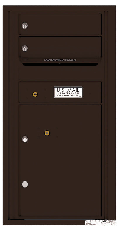 Florence 4C Horizontal Mailbox - 2 Doors, 1 Parcel Locker - 9 Doors High Private Access