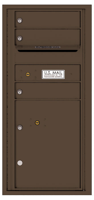 Florence 4C Horizontal Mailbox - 3 Doors, 1 Parcel Locker - ADA Compliant Max Height USPS Access